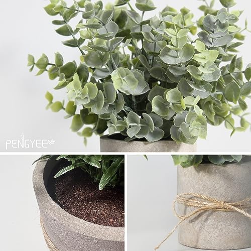4 Pack Small Potted Eucalyptus Fake Plants for Bathroom Shelf - Image 2