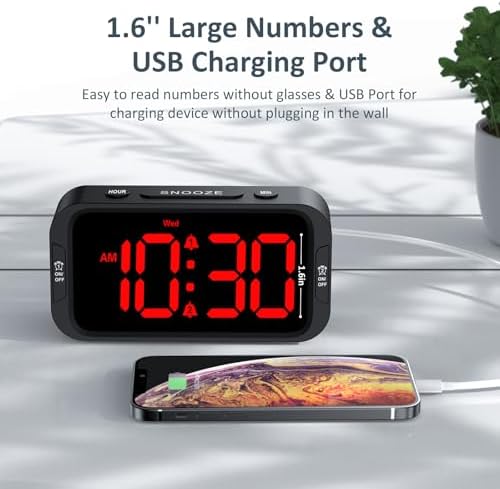 Odokee Digital Dual Alarm Clock for Bedroom with 0-100% Dimmable Display - Image 5