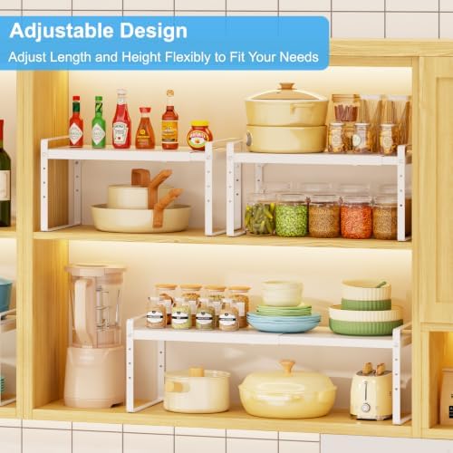 Expandable Kitchen Cabinet Shelf Organizer, Stackable Metal Storage Shelves - Image 5