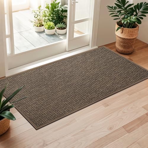 LEKEEPGO Door Mat 24"x47", Non Slip Washable Indoor Door Mat, Brown by LEKEEPGO