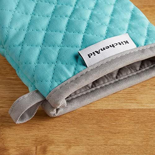 KitchenAid Asteroid Mini Oven Mitt Set, 5.5"x8", Aqua, 2 Piece - Image 4