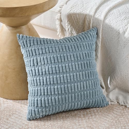 Fancy Homi 4 Packs Decorative Throw Pillow Covers for Living Room Couch Bed, Modern Farmhouse Boho Home Décor Accent Cushion Case, 18" x 18", Light Blue - Image 2