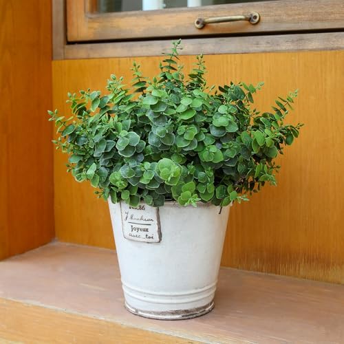 Artificial Fall Eucalyptus Plant – 8PCS Outdoor Fake Greenery, UV Resistant Fake Plants for Porch, Patio, Thanksgiving or Autumn Home Decor - Green Leaves - Image 2