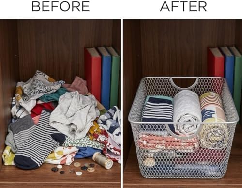 YBM HOME Kitchen Pantry Organizer Wire Basket for Shelves, Cabinets, Pantry, Countertop, Mesh Open Storage Bin Metal Basket for Organizing Food Supplies 10" x 8.8" x 5.8”, Pack of 2 - Image 7