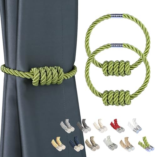 BEL AVENIR Magnetic Curtain Tiebacks 2 Pack Hand-Woven Curtain Ties by BELAVENIR