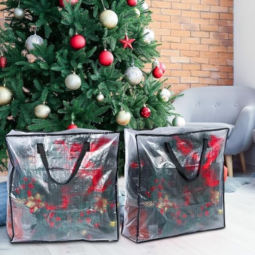 8 Pcs Clear Wreath Storage Bags 26 Inch Garland Container Door Garland Holiday Wreath Storage Holder with Handle and Zipper Heavy Duty Plastic Packing Totes(Black) - Image 5