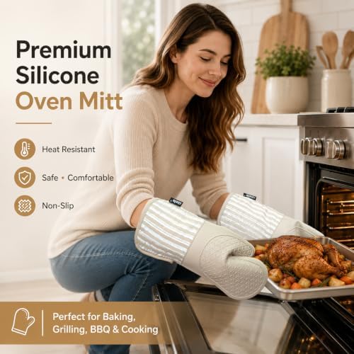 Alselo Silicone Oven Mitts Heat Resistant 932℉ with Waterproof & Non-Slip - Image 5