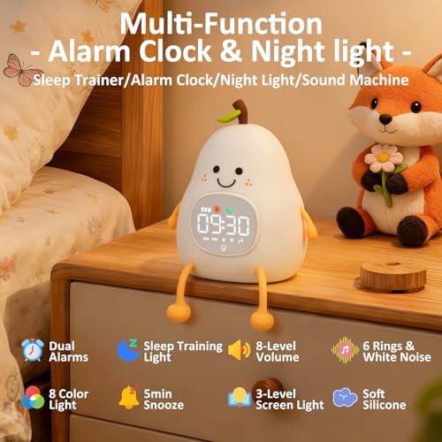 Pear Kids Alarm Clock with Night Light, OK to Wake Clock for Toddler - Image 2