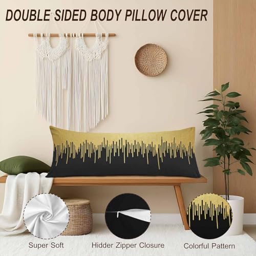 Luxury Lines Rectangle Body Pillow Covers Vertical Stripes Gold Black 20"X54" Couch Body Pillow Pillowcase Decorative Home Body Pillows Bed Pillow Cushion Covers for Sofa Car Shop - Image 4