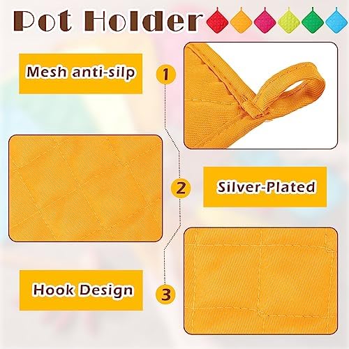 Bokon 12 Pcs Pot Holders Bulk for Kitchen, Multicolor Cotton Hot Pads - Image 3