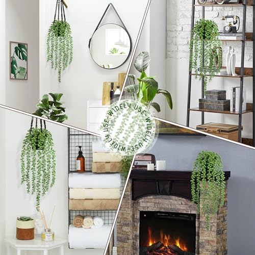 Realistic Artificial String of Pearls Plant - Faux Hanging Succulent Trailing Plant with Black Pot, Natural-Looking Small Potted Faux Plant Indoor Outdoor for Home Office Shelf Decor - Image 7
