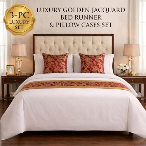 Jacquard Bed Runner Set with 2 Pillow Covers, No Filling, Bedding Decor - Image 2
