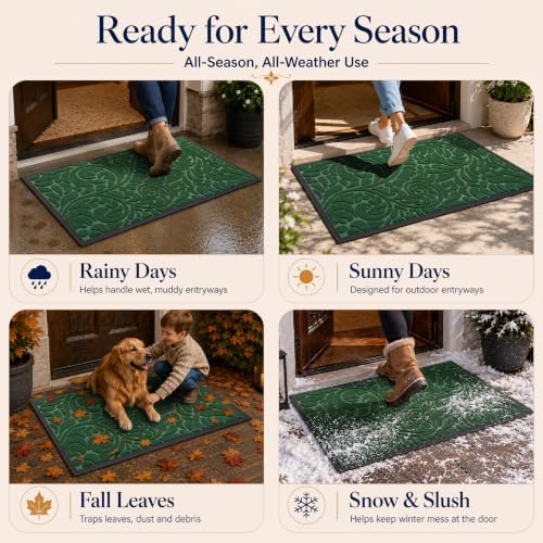 Yimobra Large Door Mat Outside Entrance, Floral Outdoor Mat, 36x24,Green - Image 6