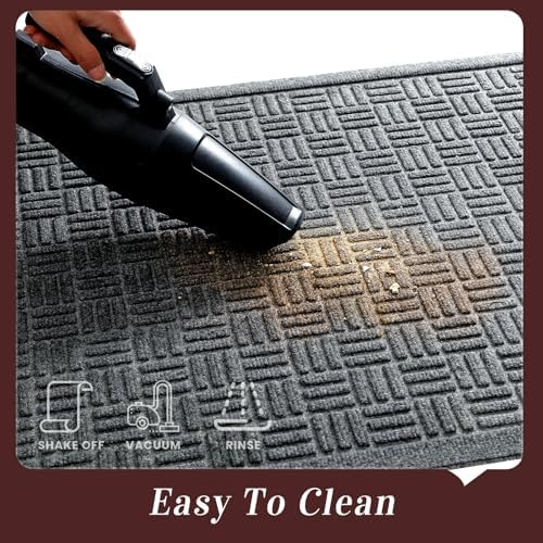 Mibao Front Door Mat Outside Entrance, 47" x 32", Heavy Duty Welcome Mat, Stain and Fade Resistant, Dirt Trapper Doormat, Super Absorbent Indoor Outdoor Entryway Mat with Non-Slip Backing, Gray - Image 4