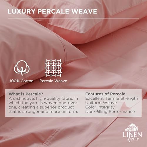Linen Home Queen Size Fitted Sheet only 100% Cotton Percale, English Rose - Image 2