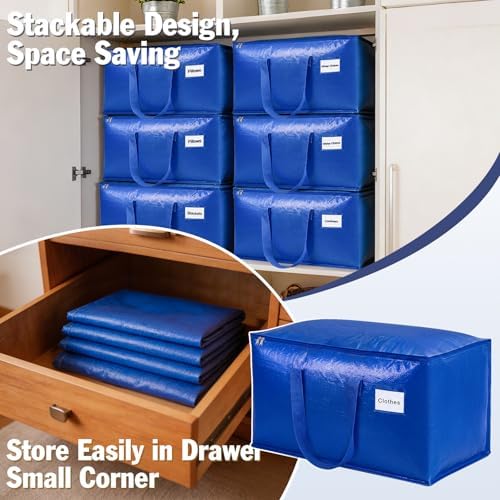 KYODOLED 4 Pack Blue Moving Bags, 24 Gal Large Storage Totes for College - Image 6