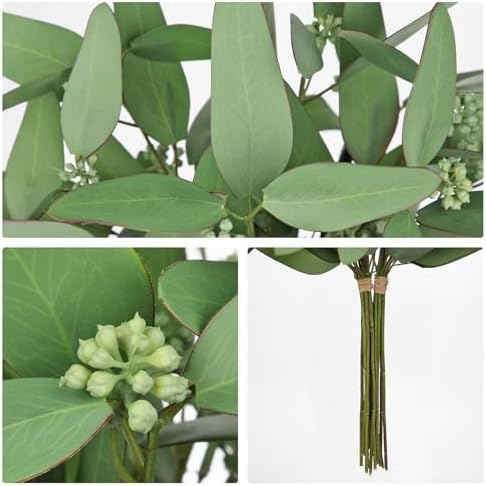 DILATATA Faux Eucalyptus Stems Willow Eucalyptus Leaves 14” Faux Greenery 16 Pcs Artificial Greenery Stems for DIY Bouquet Arrangements Centerpieces Shower Decorations-Artificial Eucalyptus Stems - Image 2