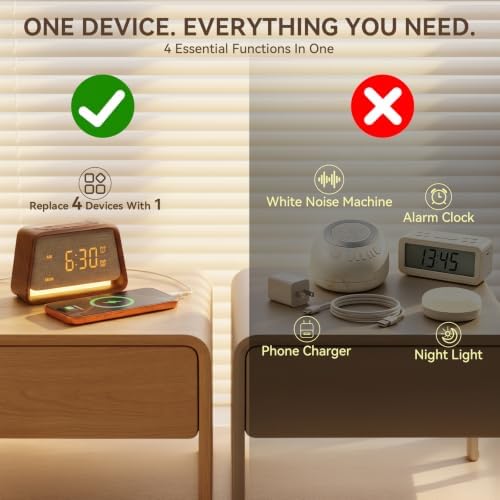 Vivilumens Alarm Clock with White Noise Machine Night Light for Bedroom - Image 2