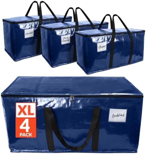 Reli. Moving Bags Heavy Duty (4 Pack) Blue Extra Large Totes by Reli