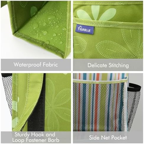Surblue Caddy Hanging Organizer Bedside Storage Bag for Bunk and Hospital Beds, Flower, L - Image 4
