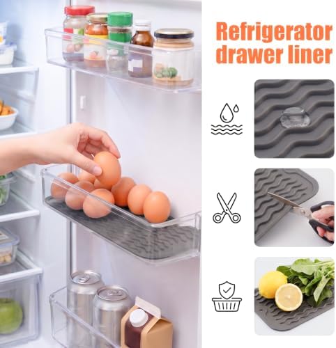 MicoYang Silicone Dish Drying Mat for Multiple Usage,Easy clean,Eco-friendly,Heat-resistant Silicone Mat for Kitchen Counter or Sink,Refrigerator or Drawer Liner Grey S 12 inches x 6 inches - Image 5