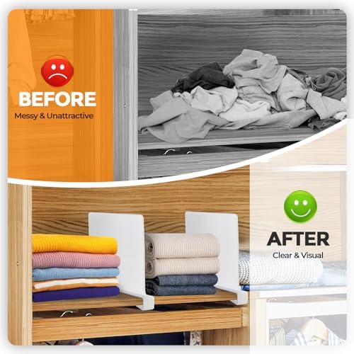 White Acrylic Shelf Dividers for Closets Organizer & Storage,12 Pack - Image 5