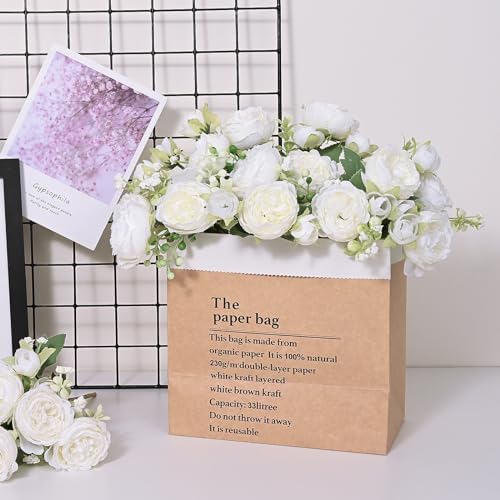 8 Packs Peonies Artificial Flowers, White Silk Flowers Artificial Peonies - Image 3