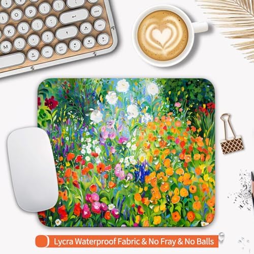 Square Mouse Pad Flowers Floral,Personalized Premium-Textured Custom Mouse Mat Design,Washable Mousepad Lycra Cloth,Non-Slip Rubber Base Computer Mouse Pads for Wireless Mouse - Image 3