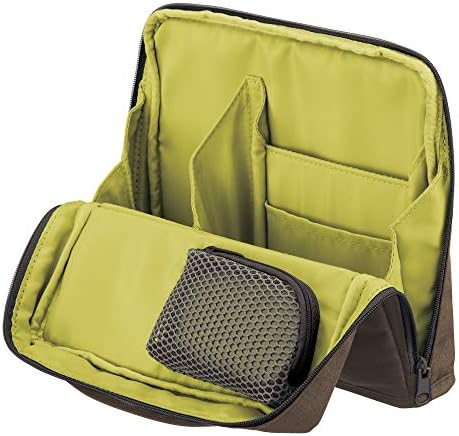 KOKUYO Pencil Case Pouch, Haco-Biz Standing Pen Pouch Bag, Foldable Stand up Pencil Holder Organizer, Large Capacity Portable Pencil Box for Office Supplies, Brown x Yellow (KAHA-HB11S) by KokuyoUS