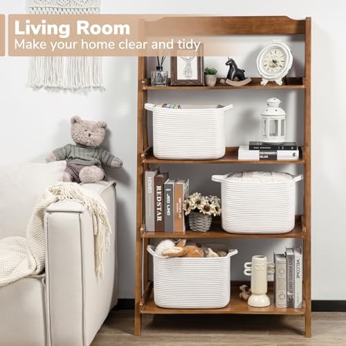 Goodpick Woven Storage Basket for Shelves, 13" x 10" x 9", White - Image 2