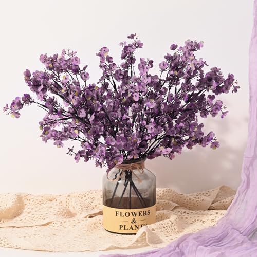 10 Pcs Fake Flowers, Babys Breath Artificial Flowers, Lavender Purple by Yastouay