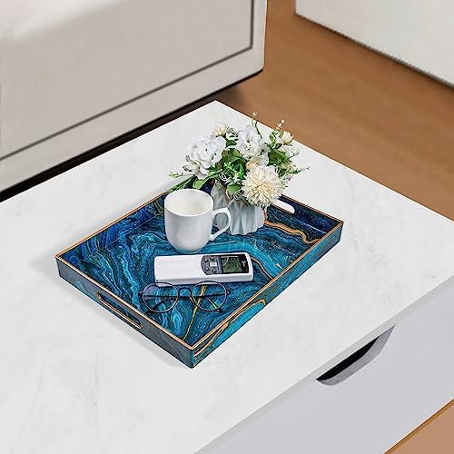 MAONAME Blue Serving Trays, Plastic Rectangular Serving Tray with Handles - Image 6
