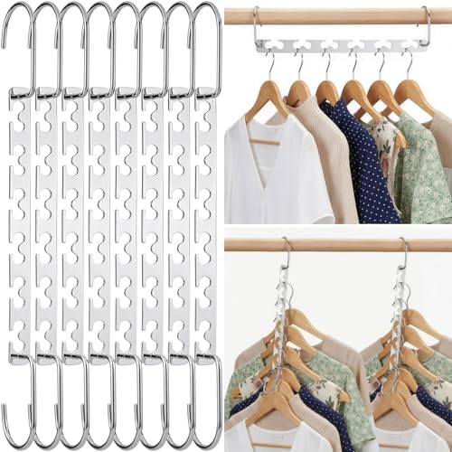 HOUSE DAY 10.5 Inch Closet Space Saving Wardrobe Clothing Magic Hangers Oragnizer Heavy Chrome Hangers, Updated Hook Design Pack of 8 by HOUSEDAY