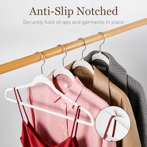 Velvet Hangers 100 Pack, 17.5" Non-Slip Clothes Hangers, White - Image 4