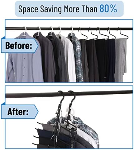 Mr. Pen- Space Saving Hangers for Clothes, 12 pcs, Black | Plastic Multi Clothes Hangers Space Saving, 5 Slots, 360° Rotating Hooks - Image 6