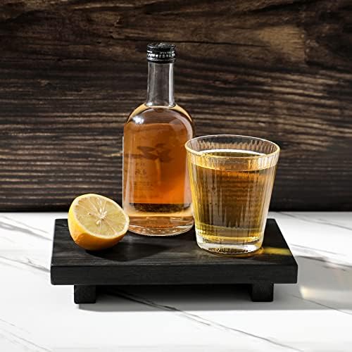 Bathroom Tray Wood Riser Kitchen Decor Soap Holder, 9" x 6" Black - Image 4