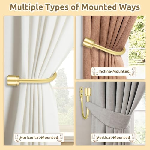 HOTOZON Curtain Holdbacks 2 Pack for Windows, Gold(1 Pair/2 Pack), Large - Image 4