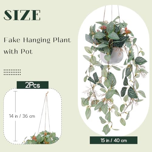 2Pcs Small Artificial Hanging Plant,Fake Trailing Vine Potted Plant - Image 2