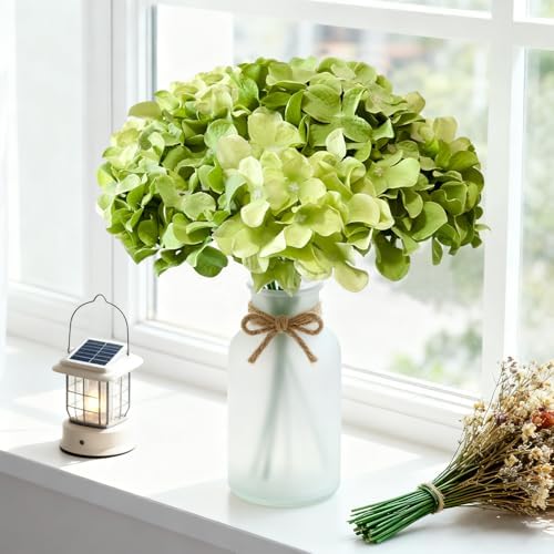Hydrangea Artificial Flowers, 40 Pcs Green Hydrangea Artificial Flowers Bulk, Faux Hydrangea Flowers for Outdoor, Fake Silk Ivory Hydrangea Flowers with Stems for Wedding Decoration Decor - Image 5