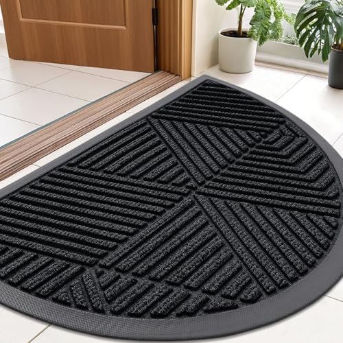 Smiry Half Circle Front Door Mat Outside Entrance, Rubber Doormat, 35x23 by Smiry