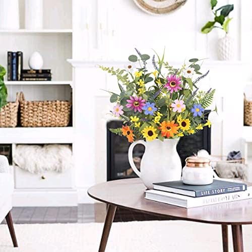2 Bundles Artificial Daisy Flowers Bouquet, 20 Inch Silk Fake Wildflowers - Image 4