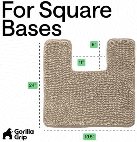 GORILLA GRIP Chenille Bath Rug Mat for Square Toilet Base, 24x19 Beige - Image 2