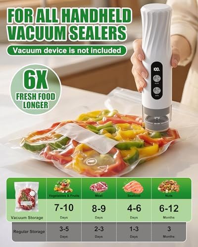 RIWUSI 30PCS Reusable Vacuum Sealer Bags for Food with Air Valve & 10 Seal Clips – Medium (10.2 x 11 in), BPA Free Food Storage Bags, Lock in Food Freshness for Freezer, Microwave, Sous Vide Cooking - Image 2