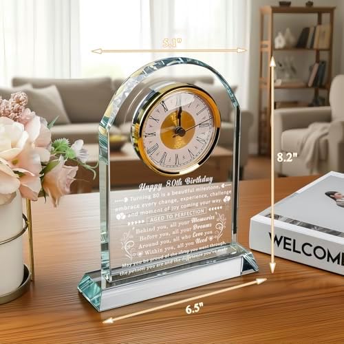 80th Birthday Gifts for Women, 80 Year Old Birthday Decorations Clock Gifts for Her, Meaningful Turining 80 Bday Gifts Idea for Women, Men, Friends, Mom, Dad, Sister - Image 2