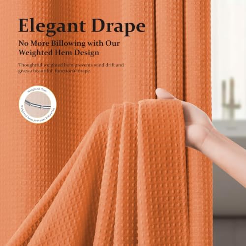 Dynamene Stall Waffle Shower Curtain 256GSM Heavy Fabric 54x78 Burnt Orange - Image 4
