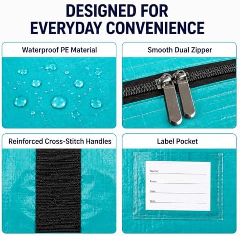 Extra Large Storage Bags, Jumbo Moving Tent Storage Bags, Waterproof Foldable Big Black XL Duffle Bag for Travel, 38x23x11inch - 2PACK - Image 2