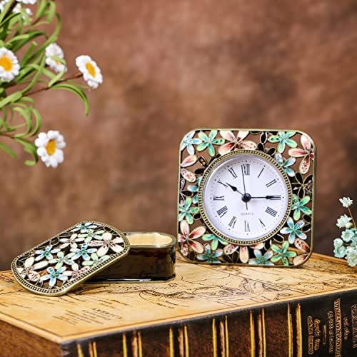 Decorative Mini Table Clock, Vintage Metal Silent Analog Quartz Battery Operated Table Top Clock for Living Room Decor Shelf - Image 3
