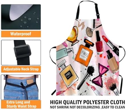 WONDERTIFY Cosmetics Apron,Women Cosmetics Perfume Lipstick Series Bib Apron with Adjustable Neck for Men Women,Suitable for Home Kitchen Cooking Waitress Chef Grill Bistro Baking BBQ Apron - Image 5