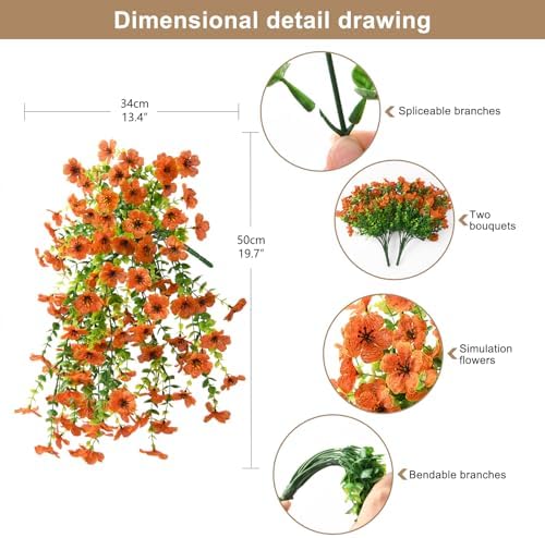 ZFProcess Artificial Hanging Flowers Plants for Outdoor Fall Decoration - Image 2