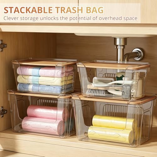 CANTAMI Plastic Trash Bag Dispenser with Lids, Stackable, 4Pack, 2XL+2S - Image 3